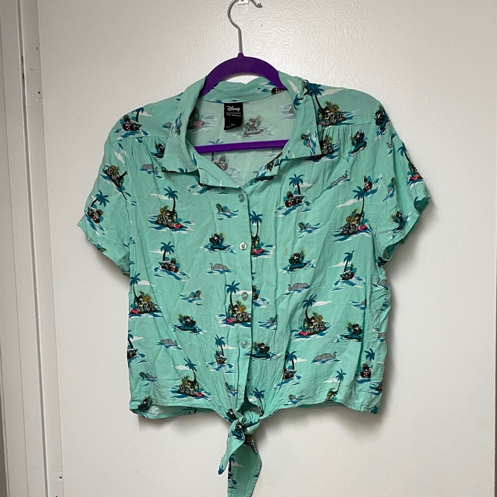Disney Our Universe Mickey Mouse tie front top women’s size Large